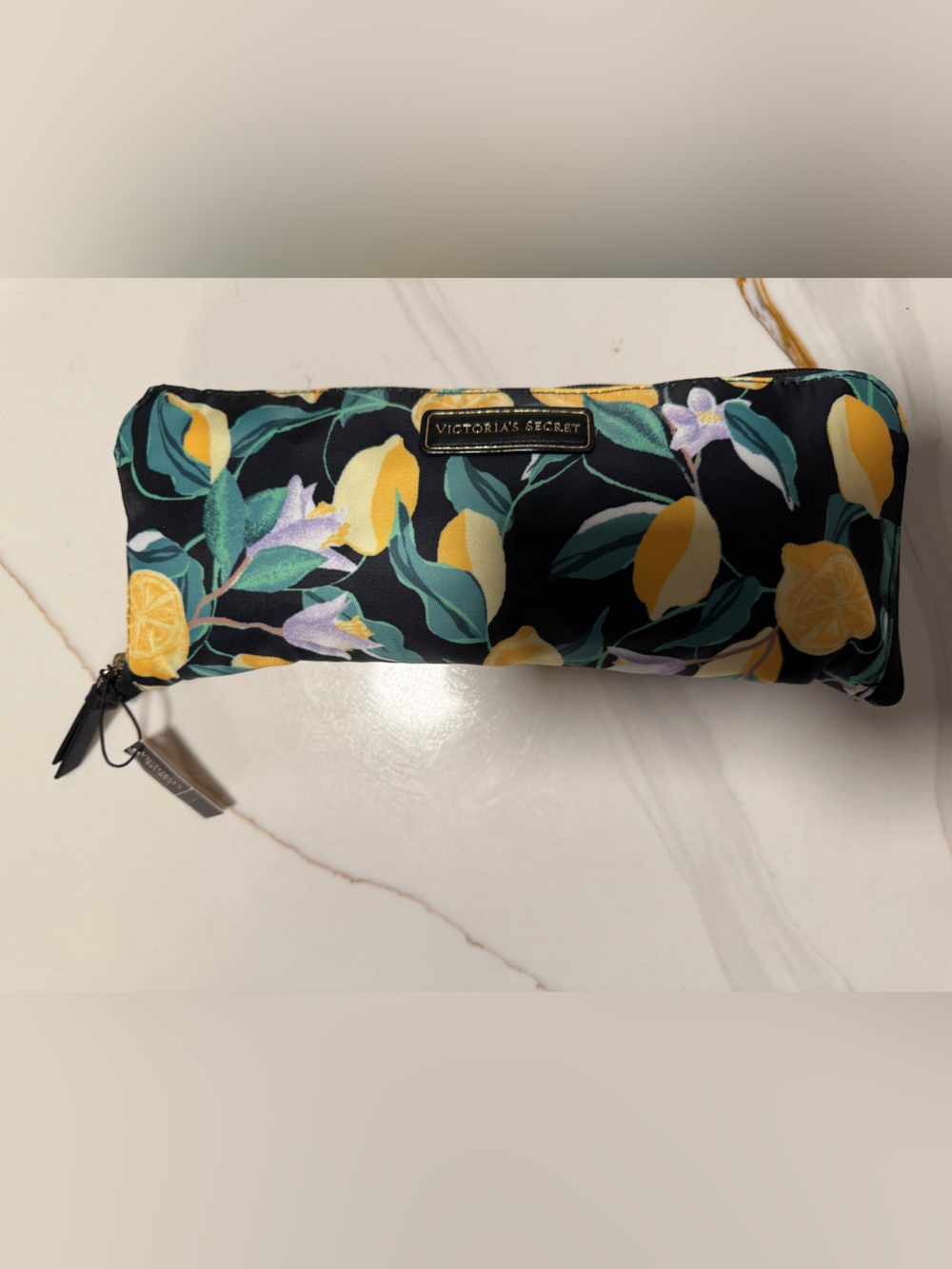 Victoria's Secret Black Lemon Floral reusable tote bag